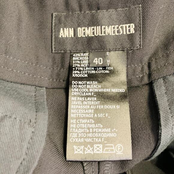 ANN DEMEULEMEESTER Size 8 Black Rayon Blend Flat Front Layered Dress Pants - Picture 6 of 7